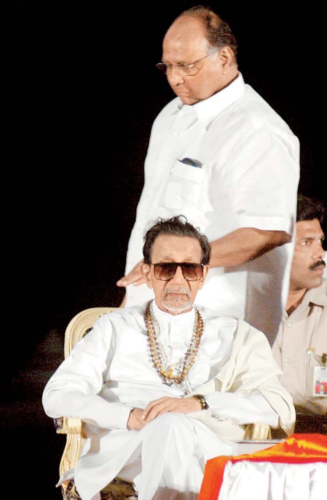Sharad Pawar with Bal Thackeray. Pic/mid-day archives