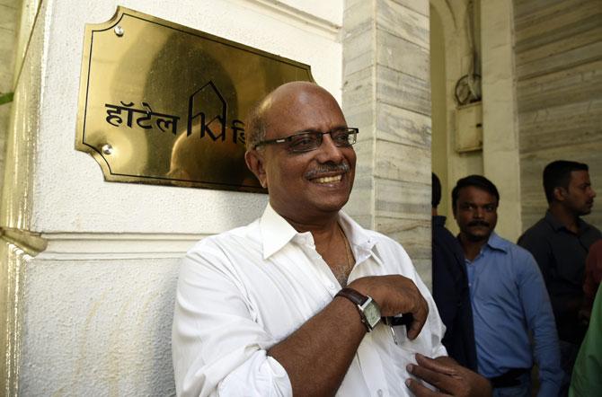 Former journalist S Balakrishnan who won the final bid for one of the seven properties of underworld don Dawood Ibrahim Kaskar at Hotel Diplomat, Colaba in Mumbai 