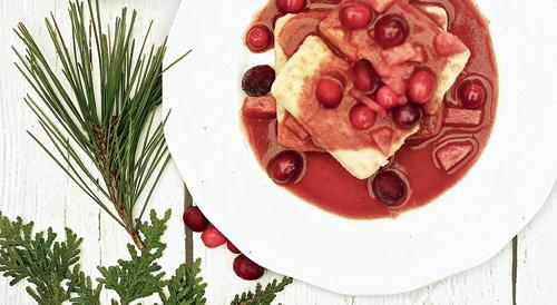 Cottage Cheese in Cranberry Sauce is a vegetarian substitute offered by 3sqrmeals