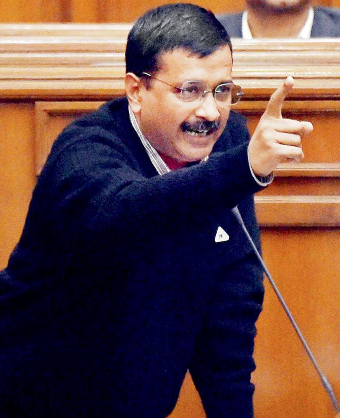 Delhi CM Arvind Kejriwal speaks during the one-day special session of the Assembly convened to discuss DDCA  scam and CBI raids. pic/pti
