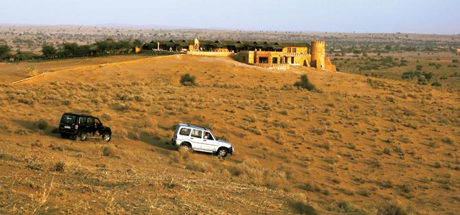 Dera Dune in Rajasthan, built on a 100 ft sand dune, is one of several resorts offering winter dune safaris