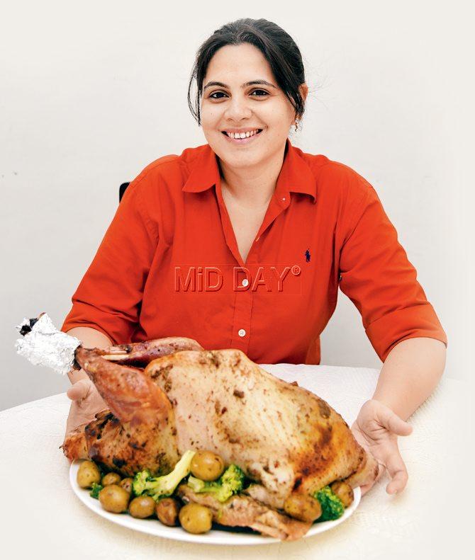 Fernandes’ turkey isn’t bland, thanks to the sauces and ginger-garlic she uses in the stuffing. PIC/SHADAB KHAN