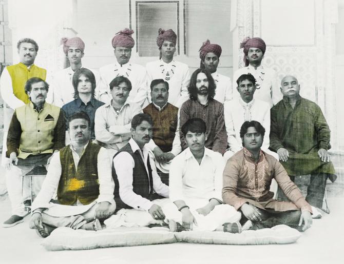 Jonny Greenwood (second row, second from left), Shye Ben Tzur (second row, third from right) with members of Rajasthan Express