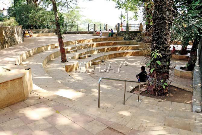 The amphitheater inside Kamala Nehru Park, which those objecting to the motorable road, say will be ruined. Lodha though, claims it will remain untouched. Pic/Swarali Purohit