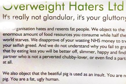 Passengers handed 'fat-shaming' cards on London tube