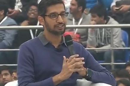 Sundar Pichai interacts with students in SRCC