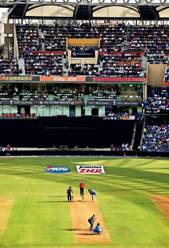 A general view of the 2011 ICC World Cup final between India and  Sri Lanka played at the Wankhede Stadium. PIC/GETTY IMAGES