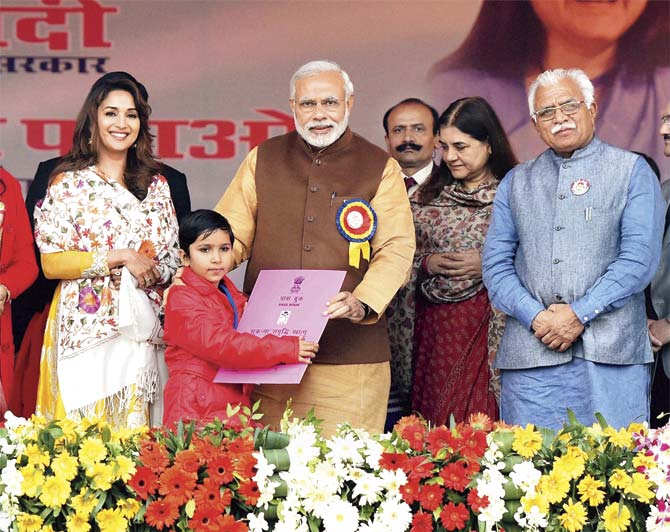 File picture of Prime Minister Narendra Modi at a Beti Bachao, Beti Padhao programme in Panipat. The BMC budget also mentioned the programme