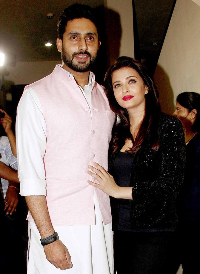 Abhishek Bachchan and Aishwarya Rai Bachchan at a special screening of 