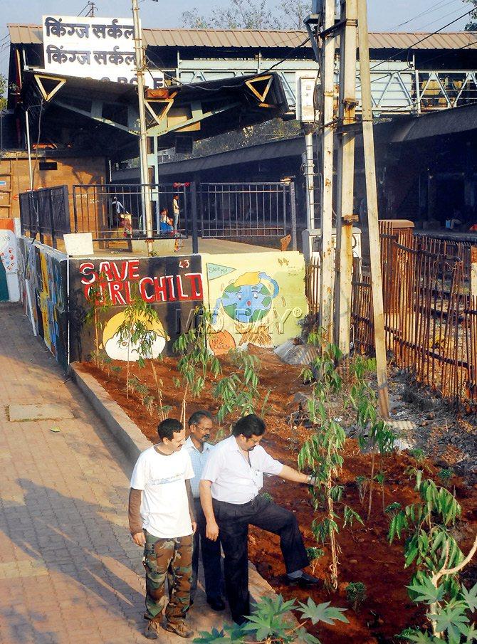 GREEN IS IN: NK Sinha (r) and Gaurang Damani (l) in the garden outside the station