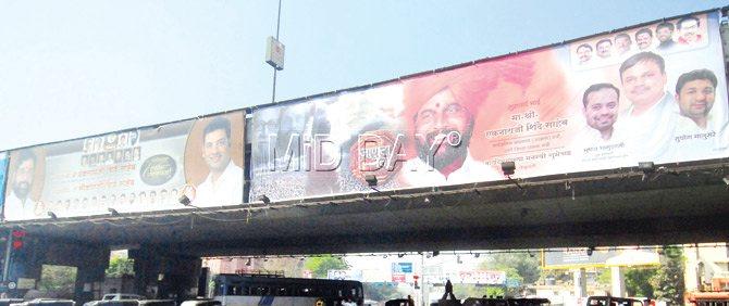 Dripping with love: Hoardings greeting the minister in Thane. Pic/Sameer Markande