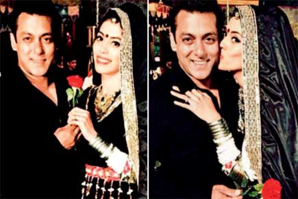 Salman Khan with a mystery girl and a red rose