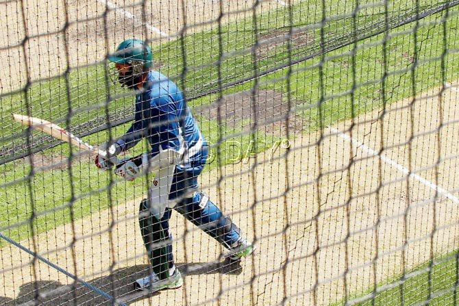 South African opener Hashim Amla bats in the nets at the Melbourne Cricket Ground yesterday. Pic/Suman Chattopadhyay