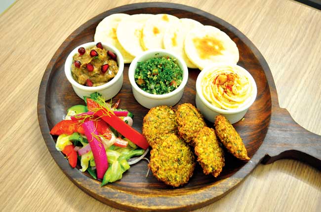 The mezze platter had fresh pita bread and smooth hummus, but the falafels were a let down