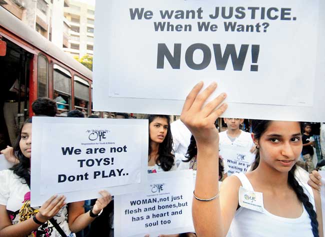 Protests after the Nirbhaya rape. File pic