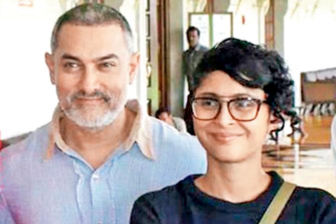 Aamir Khan in the ‘daddy’ look at a recent social event with wife Kiran Rao