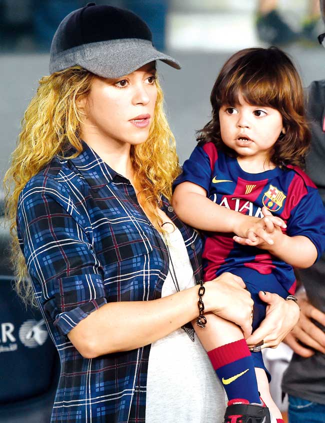 Shakira and her son Milan watch at a match between FC Barcelona and SD Eibar last October. Pics/Getty Images