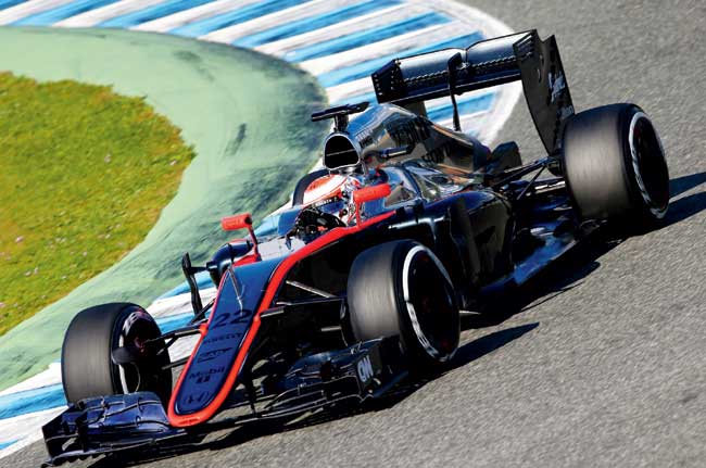 Jenson Button of McLaren during winter testing at Jerez yesterday