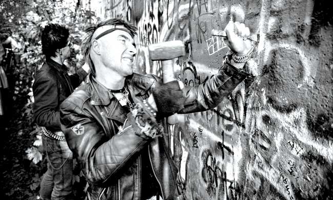 The Berlin Wall in 1989 during the revolution