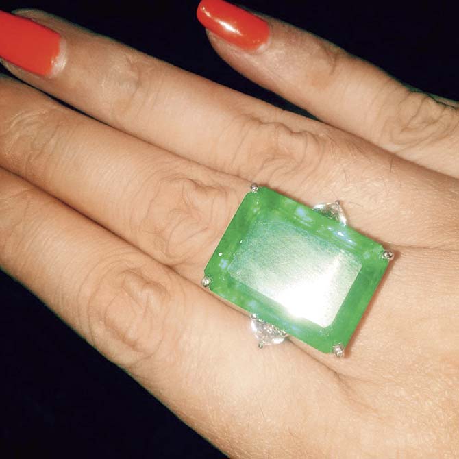 The emerald ring gifted by the Shroffs