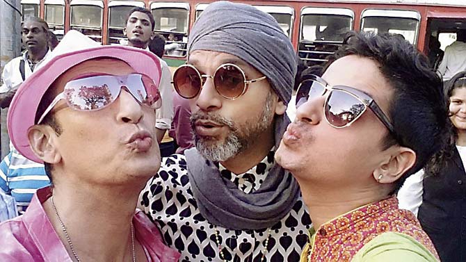 Faredoon Bhujwala with friends at the Gay Pride Parade