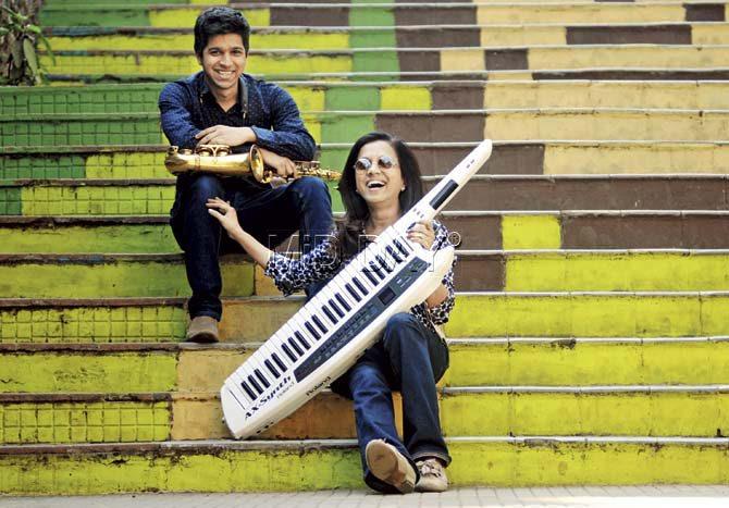 Musicians Merlin and Rhys D’Souza share a laugh on Mount Mary Steps in Bandra. Pics/Satyajit Desai