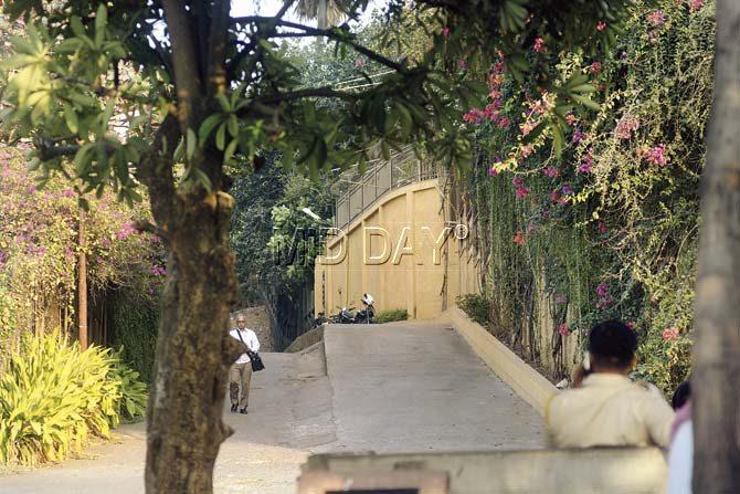 The ramp runs along the actor’s bungalow and is often used to park his vanity van. Pic/Pradeep Dhivar