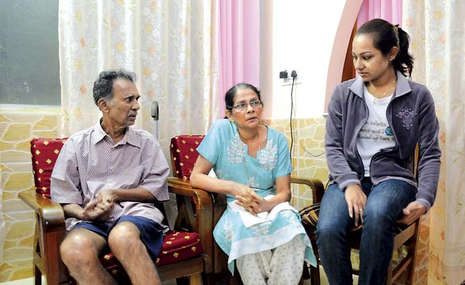 A file photo of the Rebello family shows Russel’s parents, Frank and Gladys, and wife, Vilma at their home