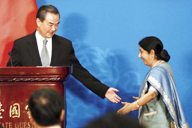 Sushma Swaraj, in a first for an Indian leader, explicitly declared that ‘my government is committed to exploring an early settlement’. Pic/PTI