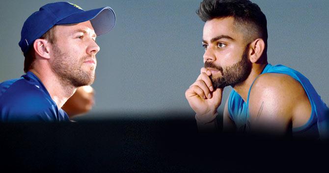 SA skipper AB de Villiers (left) and India vice-captain Virat Kohli during yesterday’s pre-match press conference. Pics/AFP