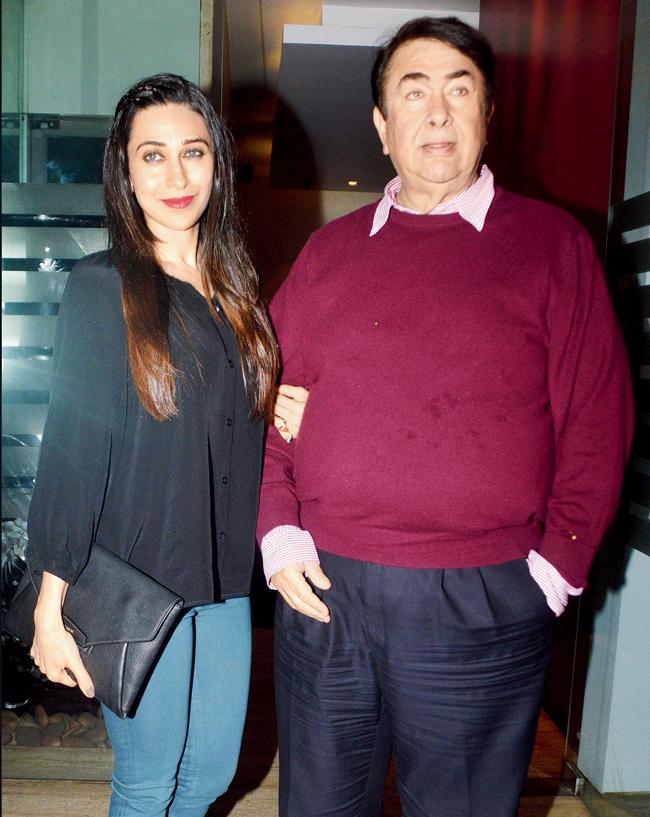 Karisma Kapoor with dad, Randhir