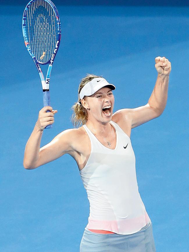 Maria Sharapova exults after winning the Brisbane International final on Saturday. Pic/Getty Images