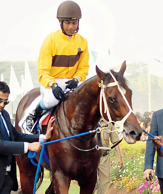 Jockey Suraj Narredu, atop Be Safe, could lead Godspeed to a win today in the Villoo Poonawalla Indian Oaks
