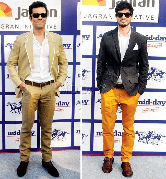 Randeep Hooda looks suave in a khaki-coloured- linen suit and Tahir Raj Bhasin