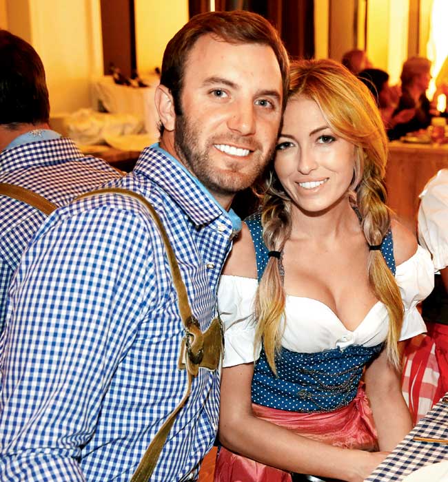 Dustin Johnson and Paulina Gretzky attend the BMW International Open