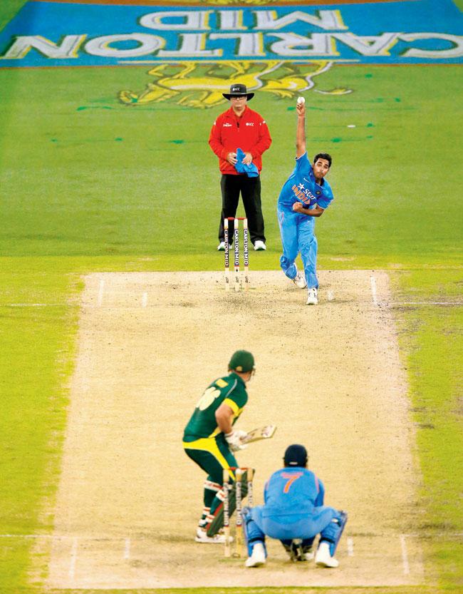 Bhuvneshwar Kumar bowls during the ODI against Australia in Melbourne on January 18. Pic/Getty Images