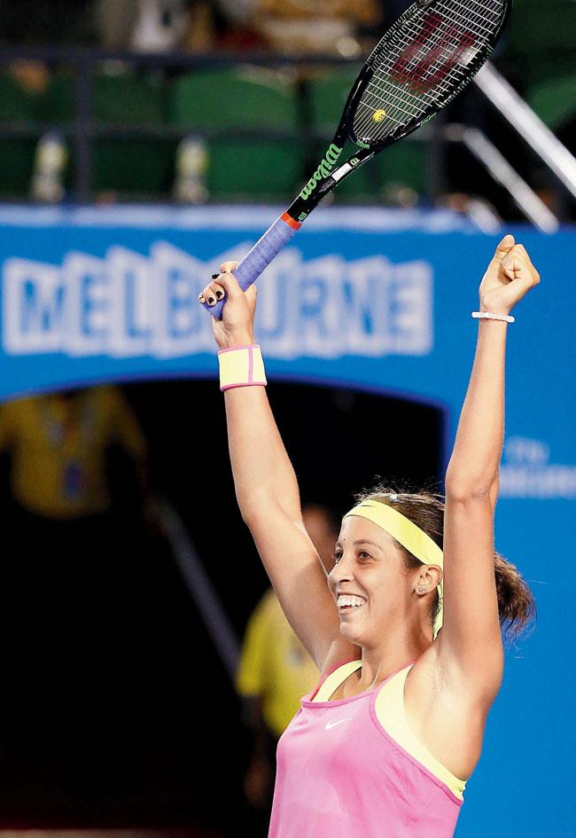 Madison Keys celebrates her win