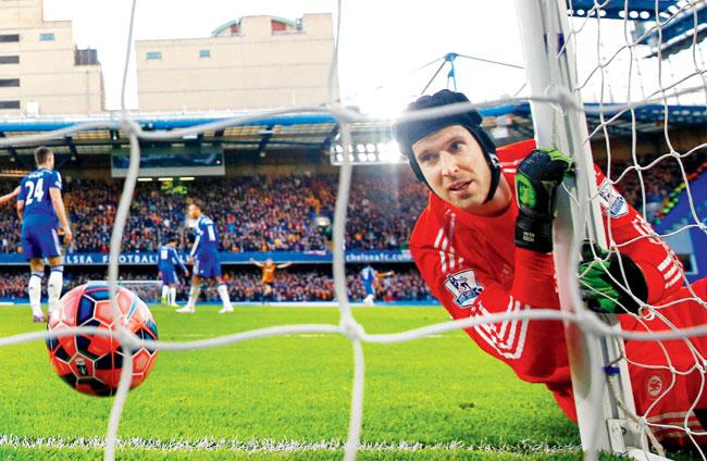Chelsea goalkeeper Petr Cech looks stunned after being beaten by a shot from Bradford City’s Jonathan Stead at Stamford Bridge on Saturday. Pic/Getty Images 