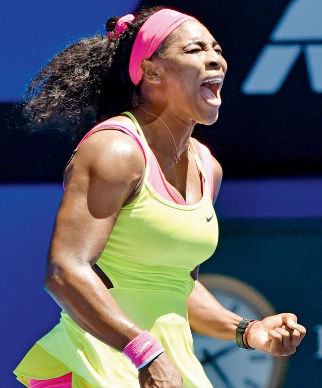 Serena Williams celebrates her win over Elina Svitolina. Pic/AFP
