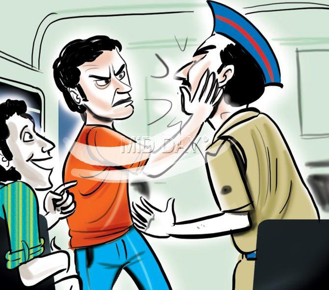 Constable Chaugule asked the duo why they had been drinking and driving. Ashvinkumar Singh dared the constable to do something  about it and and then slapped him. ILLUSTRATIONS/AMIT BANDRE