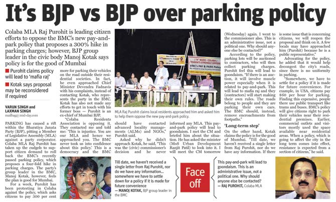 mid-day’s January 28 report on Colaba MLA Raj Purohit’s protest
