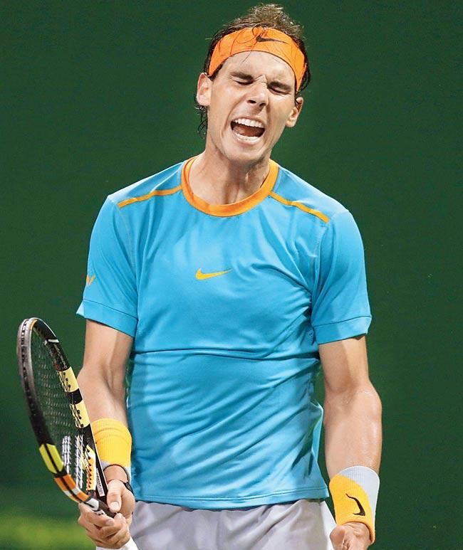Spanish tennis player Rafael Nadal reacts after losing his tennis match against Michael Berrer on Tuesday. Pic/AFP