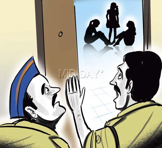 Police arrested Bharate from his Virar flat yesterday. They realised that he had also kept three girls believed to around 13 years old at his flat in Kandivli, and rescued them. Illustrations/Amit Bandre