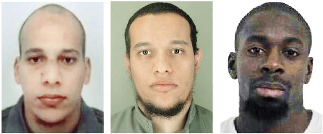 Brothers Cherif and Said Kouachi and their apparent accomplice Amedy Coulibaly