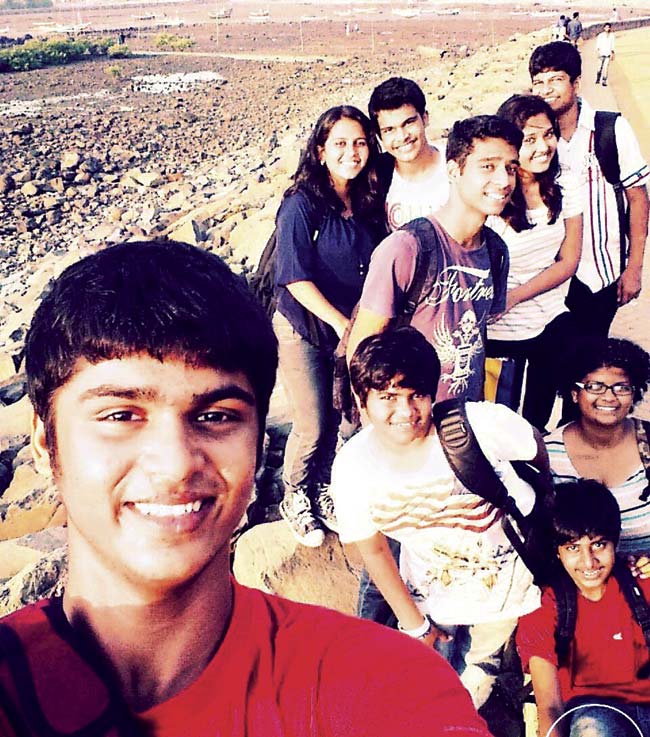 Chris Rodrigues (c) clicks selfies with his friends. This one was taken at Bandra Bandstand
