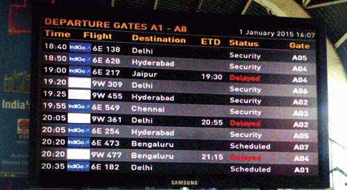 Delayed start to the year: Jet Airways staff announced that the flights were delayed due to operational reasons