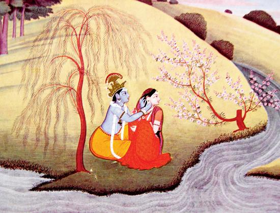 Miniature paintings inspired by Gita Govinda, which interpret the poem in various ways 