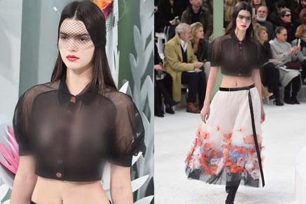 Kendall Jenner walks braless on the ramp