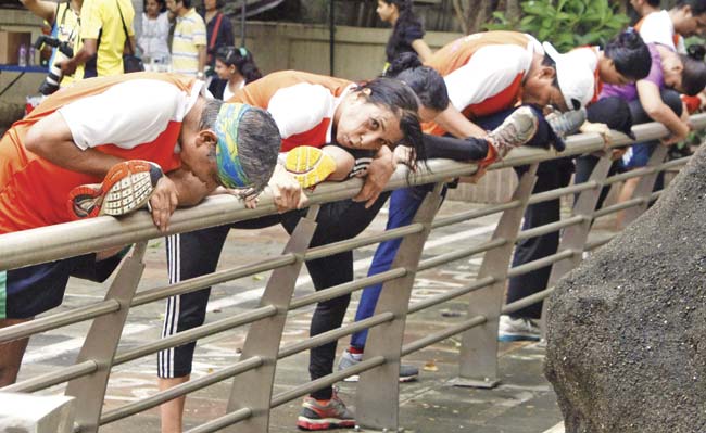 Limbering up at a Mumbai ultramarathon