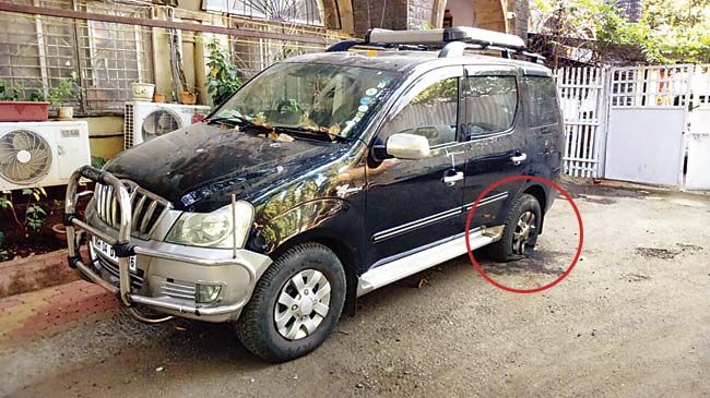 On Sunday, Shandilya got a call from his neighbour, informing him that someone had set his vehicle’s tyre ablaze